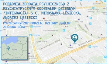 PSYCHIATRYCZNY ODDZIAŁ DZIENNY OGÓLNY - PORADNIA ZDROWIA PSYCHICZNEGO Z PSYCHIATRYCZNYM ODDZIAŁEM DZIENNYM "INTEGRACJA" S.C. MIROSŁAWA LESIECKA, ANDRZEJ LESIECKI - ŻOŁNIERZY 2 ARMII 30/40,  ZIELONA GÓRA