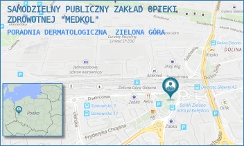 PORADNIA DERMATOLOGICZNA - SAMODZIELNY PUBLICZNY ZAKŁAD OPIEKI ZDROWOTNEJ "MEDKOL" - UL. PLAC KOLEJARZA 1,  ZIELONA GÓRA