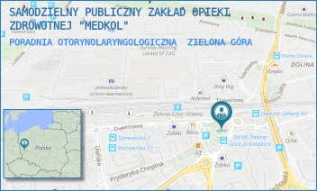 PORADNIA OTORYNOLARYNGOLOGICZNA - SAMODZIELNY PUBLICZNY ZAKŁAD OPIEKI ZDROWOTNEJ "MEDKOL" - UL. PLAC KOLEJARZA 1,  ZIELONA GÓRA