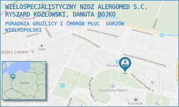PORADNIA GRUŹLICY I CHORÓB PŁUC - WIELOSPECJALISTYCZNY NZOZ ALERGOMED S.C. RYSZARD KOZŁOWSKI, DANUTA BOJKO - PL. JANA PAWŁA II 50A01-02,  GORZÓW WIELKOPOLSKI