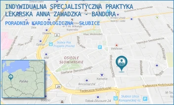 PORADNIA KARDIOLOGICZNA - INDYWIDUALNA SPECJALISTYCZNA PRAKTYKA LEKARSKA ANNA ZAWADZKA - BANDURA - UL. WODNA 7F,  SŁUBICE