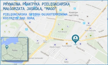 PIELĘGNIARSKA OPIEKA DŁUGOTERMINOWA - PRYWATNA PRAKTYKA PIELĘGNIARSKA MAŁGORZATA JASKÓŁA "MAGO" - UL. ŻEGLARSKA 1,  KOSTRZYN NAD ODRĄ