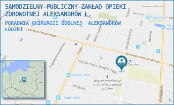 PORADNIA CHIRURGII OGÓLNEJ - SAMODZIELNY PUBLICZNY ZAKŁAD OPIEKI ZDROWOTNEJ ALEKSANDRÓW Ł. - UL. MARII SKŁODOWSKIEJ - CURIE 1,  ALEKSANDRÓW ŁÓDZKI