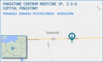 PORADNIA ZDROWIA PSYCHICZNEGO - POWIATOWE CENTRUM MEDYCZNE SP. Z.O.O. SZPITAL POWIATOWY - UL. WARSZAWSKA 104,  WIERUSZÓW