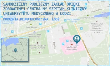 PORADNIA REUMATOLOGICZNA - SAMODZIELNY PUBLICZNY ZAKŁAD OPIEKI ZDROWOTNEJ CENTRALNY SZPITAL KLINICZNY UNIWERSYTETU MEDYCZNEGO W ŁODZI - UL. SPORNA 36/50,  ŁÓDŹ