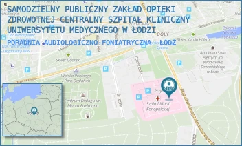 PORADNIA AUDIOLOGICZNO-FONIATRYCZNA - SAMODZIELNY PUBLICZNY ZAKŁAD OPIEKI ZDROWOTNEJ CENTRALNY SZPITAL KLINICZNY UNIWERSYTETU MEDYCZNEGO W ŁODZI - UL. SPORNA 36/50,  ŁÓDŹ