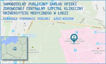 PORADNIA CHIRURGII OGÓLNEJ - SAMODZIELNY PUBLICZNY ZAKŁAD OPIEKI ZDROWOTNEJ CENTRALNY SZPITAL KLINICZNY UNIWERSYTETU MEDYCZNEGO W ŁODZI - UL. POMORSKA 251,  ŁÓDŹ-WIDZEW