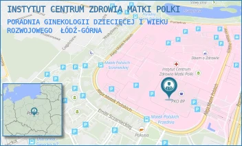 PORADNIA GINEKOLOGII DZIECIĘCEJ I WIEKU ROZWOJOWEGO - INSTYTUT CENTRUM ZDROWIA MATKI POLKI - UL. RZGOWSKA 281/289,  ŁÓDŹ-GÓRNA