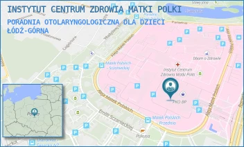 PORADNIA OTOLARYNGOLOGICZNA DLA DZIECI - INSTYTUT CENTRUM ZDROWIA MATKI POLKI - UL. RZGOWSKA 281/289,  ŁÓDŹ-GÓRNA
