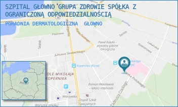 PORADNIA DERMATOLOGICZNA - SZPITAL GŁOWNO GRUPA ZDROWIE SPÓŁKA Z OGRANICZONĄ ODPOWIEDZIALNOŚCIĄ - UL. WOJSKA POLSKIEGO 32/34,  GŁOWNO