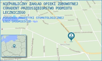 PORADNIA PROTETYKI STOMATOLOGICZNEJ - NIEPUBLICZNY ZAKŁAD OPIEKI ZDROWOTNEJ CORADENT PRZEDSIĘBIORSTWO PODMIOTU LECZNICZEGO - UL. PREZYDENTA GABRIELA NARUTOWICZA 34,  ŁÓDŹ-ŚRÓDMIEŚCIE