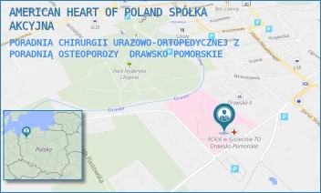 PORADNIA CHIRURGII URAZOWO-ORTOPEDYCZNEJ Z PORADNIĄ OSTEOPOROZY - AMERICAN HEART OF POLAND SPÓŁKA AKCYJNA - BOLESŁAWA CHROBREGO 4,  DRAWSKO POMORSKIE