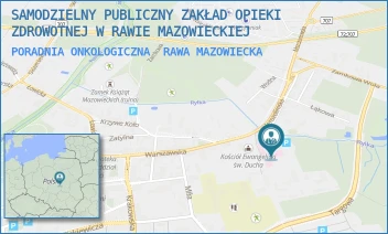 PORADNIA ONKOLOGICZNA - SAMODZIELNY PUBLICZNY ZAKŁAD OPIEKI ZDROWOTNEJ W RAWIE MAZOWIECKIEJ - UL. WARSZAWSKA 14,  RAWA MAZOWIECKA