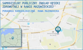 PORADNIA KARDIOLOGICZNA - SAMODZIELNY PUBLICZNY ZAKŁAD OPIEKI ZDROWOTNEJ W RAWIE MAZOWIECKIEJ - UL. WARSZAWSKA 14,  RAWA MAZOWIECKA