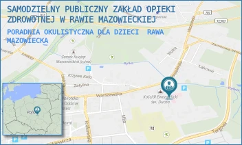 PORADNIA OKULISTYCZNA DLA DZIECI - SAMODZIELNY PUBLICZNY ZAKŁAD OPIEKI ZDROWOTNEJ W RAWIE MAZOWIECKIEJ - UL. WARSZAWSKA 14,  RAWA MAZOWIECKA