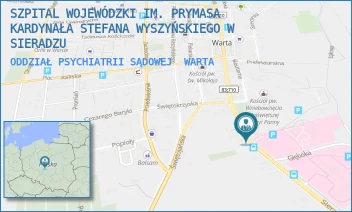 ODDZIAŁ PSYCHIATRII SĄDOWEJ - SZPITAL WOJEWÓDZKI IM. PRYMASA KARDYNAŁA STEFANA WYSZYŃSKIEGO W SIERADZU - UL. SIERADZKA 3,  WARTA
