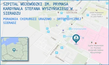 PORADNIA CHIRURGII URAZOWO - ORTOPEDYCZNEJ - SZPITAL WOJEWÓDZKI IM. PRYMASA KARDYNAŁA STEFANA WYSZYŃSKIEGO W SIERADZU - UL. ARMII KRAJOWEJ 7,  SIERADZ