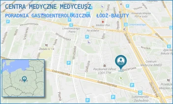 PORADNIA GASTROENTEROLOGICZNA - CENTRA MEDYCZNE MEDYCEUSZ - UL. BAZAROWA 9,  ŁÓDŹ-BAŁUTY