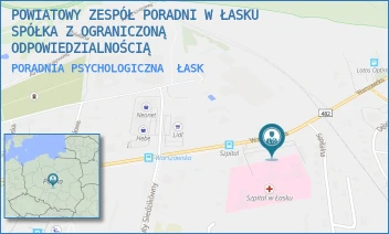 PORADNIA PSYCHOLOGICZNA - POWIATOWY ZESPÓŁ PORADNI W ŁASKU SPÓŁKA Z OGRANICZONĄ ODPOWIEDZIALNOŚCIĄ - UL. WARSZAWSKA 62,  ŁASK