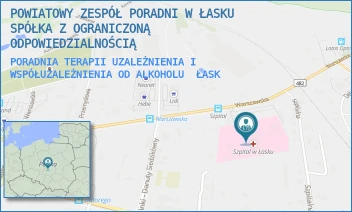 PORADNIA TERAPII UZALEŻNIENIA I WSPÓŁUZALEŻNIENIA OD ALKOHOLU - POWIATOWY ZESPÓŁ PORADNI W ŁASKU SPÓŁKA Z OGRANICZONĄ ODPOWIEDZIALNOŚCIĄ - UL. WARSZAWSKA 62A,  ŁASK