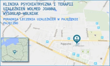 PORADNIA LECZENIA UZALEŻNIEŃ W PAJĘCZNIE - KLINIKA PSYCHIATRYCZNA I TERAPII UZALEŻNIEŃ WOLMED JOANNA WYSOGLĄD-WOLNIAK - WIŚNIOWA 26,  PAJĘCZNO