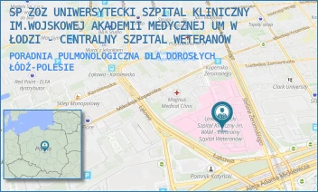 PORADNIA PULMONOLOGICZNA DLA DOROSŁYCH - SP ZOZ UNIWERSYTECKI SZPITAL KLINICZNY NR 2 UNIWERSYTETU MEDYCZNEGO  W ŁODZI - UL. STEFANA ŻEROMSKIEGO 113,  ŁÓDŹ-POLESIE