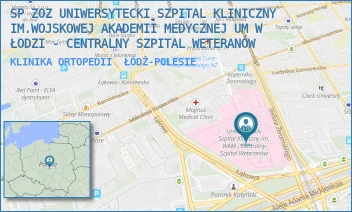 KLINIKA ORTOPEDII - SP ZOZ UNIWERSYTECKI SZPITAL KLINICZNY NR 2 UNIWERSYTETU MEDYCZNEGO  W ŁODZI - UL. STEFANA ŻEROMSKIEGO 113,  ŁÓDŹ-POLESIE
