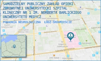PORADNIA NEUROLOGICZNA - SAMODZIELNY PUBLICZNY ZAKŁAD OPIEKI ZDROWOTNEJ UNIWERSYTECKI SZPITAL KLINICZNY NR 1 IM. NORBERTA BARLICKIEGO UNIWERSYTETU MEDYCZ - UL. DR. STEFANA KOPCIŃSKIEGO 22,  ŁÓDŹ-ŚRÓDMIEŚCIE