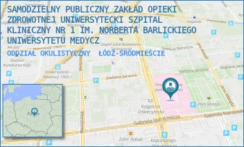 ODDZIAŁ OKULISTYCZNY - SAMODZIELNY PUBLICZNY ZAKŁAD OPIEKI ZDROWOTNEJ UNIWERSYTECKI SZPITAL KLINICZNY NR 1 IM. NORBERTA BARLICKIEGO UNIWERSYTETU MEDYCZ - UL. DR. STEFANA KOPCIŃSKIEGO 22,  ŁÓDŹ-ŚRÓDMIEŚCIE