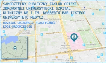 ODDZIAŁ CHIRURGII PLASTYCZNEJ - SAMODZIELNY PUBLICZNY ZAKŁAD OPIEKI ZDROWOTNEJ UNIWERSYTECKI SZPITAL KLINICZNY NR 1 IM. NORBERTA BARLICKIEGO UNIWERSYTETU MEDYCZ - UL. DR. STEFANA KOPCIŃSKIEGO 22,  ŁÓDŹ-ŚRÓDMIEŚCIE
