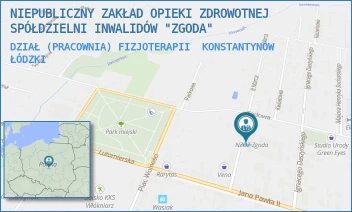 DZIAŁ (PRACOWNIA) FIZJOTERAPII - NIEPUBLICZNY ZAKŁAD OPIEKI ZDROWOTNEJ SPÓŁDZIELNI INWALIDÓW "ZGODA" - UL. 8-GO MARCA 1,  KONSTANTYNÓW ŁÓDZKI