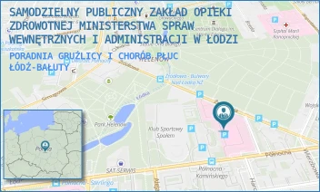 PORADNIA GRUŹLICY I CHORÓB PŁUC - SAMODZIELNY PUBLICZNY ZAKŁAD OPIEKI ZDROWOTNEJ MINISTERSTWA SPRAW WEWNĘTRZNYCH I ADMINISTRACJI W ŁODZI - UL. PÓŁNOCNA 42,  ŁÓDŹ-BAŁUTY