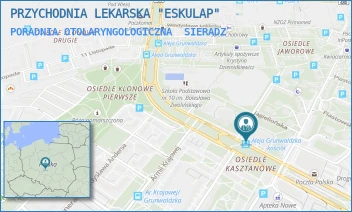 PORADNIA OTOLARYNGOLOGICZNA - PRZYCHODNIA LEKARSKA "ESKULAP" - UL. KS. JERZEGO POPIEŁUSZKI 2,  SIERADZ