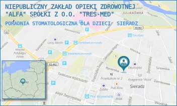 PORADNIA STOMATOLOGICZNA DLA DZIECI - NIEPUBLICZNY ZAKŁAD OPIEKI ZDROWOTNEJ "ALFA" SPÓŁKI Z O.O. "TRES-MED" - UL. RYCERSKA 2,  SIERADZ