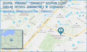 PORADNIA DERMATOLOGICZNA - ZESPÓŁ PORADNI "ZDROWIE" NIEPUBLICZNY ZAKŁAD OPIEKI ZDROWOTNEJ W SIERADZU - UL. ALEJA POKOJU 7,  SIERADZ
