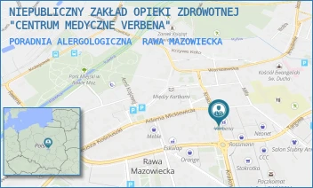 PORADNIA ALERGOLOGICZNA - NIEPUBLICZNY ZAKŁAD OPIEKI ZDROWOTNEJ "CENTRUM MEDYCZNE VERBENA" - UL. KRAKOWSKA 9,  RAWA MAZOWIECKA