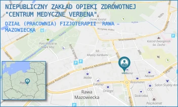 DZIAŁ (PRACOWNIA) FIZJOTERAPII - NIEPUBLICZNY ZAKŁAD OPIEKI ZDROWOTNEJ "CENTRUM MEDYCZNE VERBENA" - UL. KRAKOWSKA 9,  RAWA MAZOWIECKA