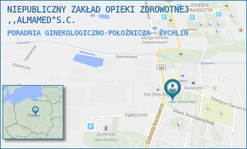 PORADNIA GINEKOLOGICZNO-POŁOŻNICZA - NIEPUBLICZNY ZAKŁAD OPIEKI ZDROWOTNEJ ,,ALMAMED"S.C. - UL. MARII KONOPNICKIEJ 1,  ŻYCHLIN