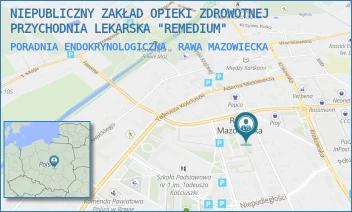 PORADNIA ENDOKRYNOLOGICZNA - NIEPUBLICZNY ZAKŁAD OPIEKI ZDROWOTNEJ PRZYCHODNIA LEKARSKA "REMEDIUM" - UL. POLNA 2B,  RAWA MAZOWIECKA