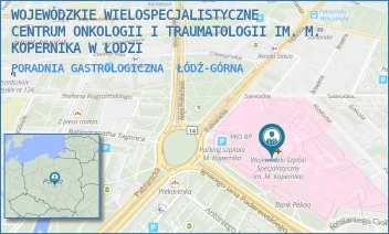 PORADNIA GASTROLOGICZNA - WOJEWÓDZKIE WIELOSPECJALISTYCZNE CENTRUM ONKOLOGII I TRAUMATOLOGII IM. M. KOPERNIKA W ŁODZI - UL. PABIANICKA 62,  ŁÓDŹ-GÓRNA