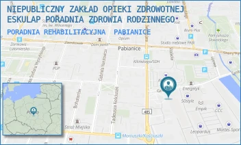 PORADNIA REHABILITACYJNA - NIEPUBLICZNY ZAKŁAD OPIEKI ZDROWOTNEJ ESKULAP PORADNIA ZDROWIA RODZINNEGO - UL. GROBELNA 8,  PABIANICE