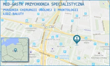 PORADNIA CHIRURGII OGÓLNEJ I PROKTOLOGII - MED-GASTR PRZYCHODNIA SPECJALISTYCZNA - UL. MOKRA 4,  ŁÓDŹ-BAŁUTY