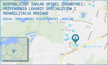 DZIAŁ (PRACOWNIA) FIZJOTERAPII - NIEPUBLICZNY ZAKŁAD OPIEKI ZDROWOTNEJ  PRZYCHODNIA LEKARZY SPECJALISTÓW I REHABILITACJA MEDIHAD - UL. JOANNY ŻUBR 30,  WIELUŃ