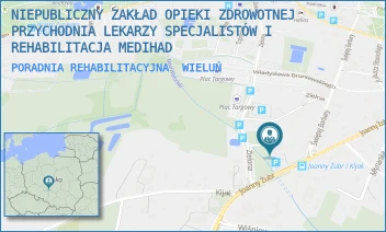 PORADNIA REHABILITACYJNA - NIEPUBLICZNY ZAKŁAD OPIEKI ZDROWOTNEJ  PRZYCHODNIA LEKARZY SPECJALISTÓW I REHABILITACJA MEDIHAD - UL. JOANNY ŻUBR 30,  WIELUŃ