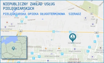PIELĘGNIARSKA OPIEKA DŁUGOTERMINOWA - NIEPUBLICZNY ZAKŁAD USŁUG PIELĘGNIARSKICH - UL. POLSKIEJ ORGANIZACJI WOJSKOWEJ 27,  SIERADZ