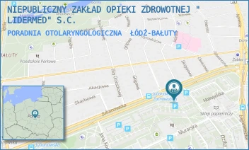 PORADNIA OTOLARYNGOLOGICZNA - NIEPUBLICZNY ZAKŁAD OPIEKI ZDROWOTNEJ " LIDERMED" - UL. JULIANOWSKA 7A,  ŁÓDŹ-BAŁUTY