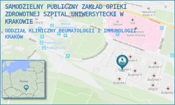 ODDZIAŁ KLINICZNY REUMATOLOGII I IMMUNOLOGII - SAMODZIELNY PUBLICZNY ZAKŁAD OPIEKI ZDROWOTNEJ SZPITAL UNIWERSYTECKI W KRAKOWIE - UL. MACIEJA JAKUBOWSKIEGO 2,  KRAKÓW