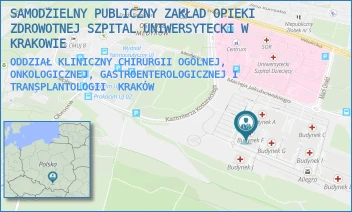 ODDZIAŁ KLINICZNY CHIRURGII OGÓLNEJ, ONKOLOGICZNEJ, GASTROENTEROLOGICZNEJ I TRANSPLANTOLOGII - SAMODZIELNY PUBLICZNY ZAKŁAD OPIEKI ZDROWOTNEJ SZPITAL UNIWERSYTECKI W KRAKOWIE - UL. MACIEJA JAKUBOWSKIEGO 2,  KRAKÓW