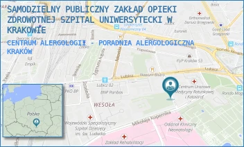 CENTRUM ALERGOLOGII - PORADNIA ALERGOLOGICZNA - SAMODZIELNY PUBLICZNY ZAKŁAD OPIEKI ZDROWOTNEJ SZPITAL UNIWERSYTECKI W KRAKOWIE - UL. BOTANICZNA 3,  KRAKÓW