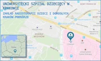 ZAKŁAD RADIOTERAPII DZIECI I DOROSŁYCH - UNIWERSYTECKI SZPITAL DZIECIĘCY W KRAKOWIE - UL. WIELICKA 265,  KRAKÓW-PODGÓRZE